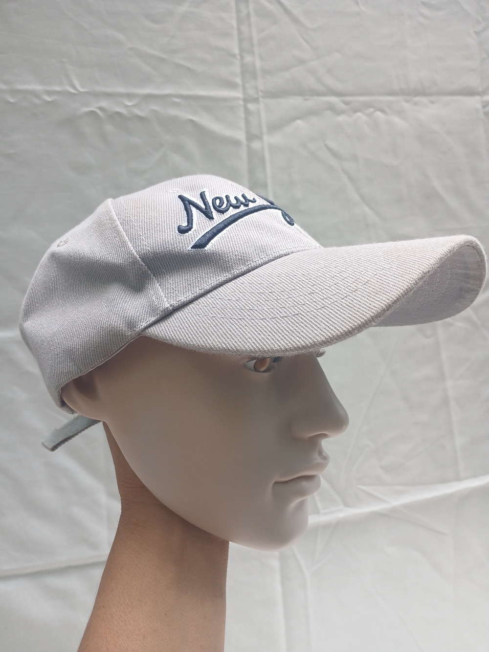 White Baseball Cap with Script Embroidery
